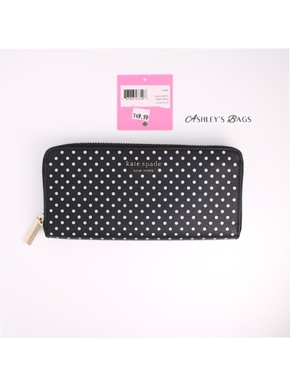 Kate Spade Spencer Metallic Glitter Sparkle Polka Dot Large Continental Wallet